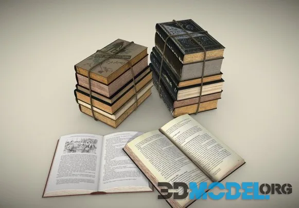 Old Historical Books PBR Low Poly 3D Model (PBR)