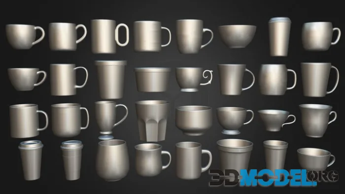 Pack Of 32 Cups Kitbash Volume 01 Low-poly