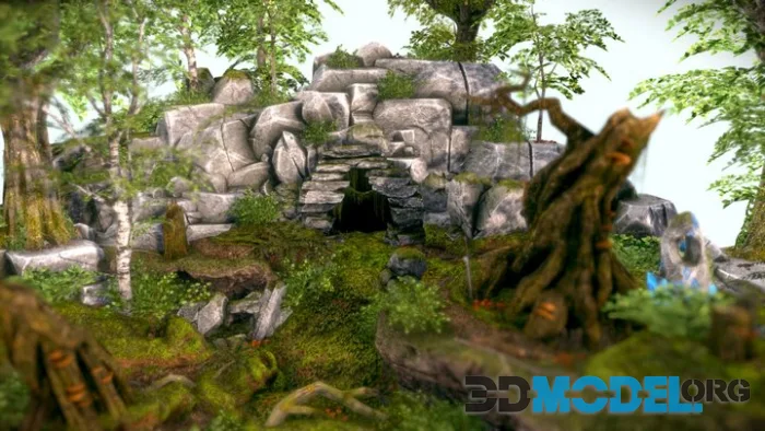 Pixel Forest Environment Low-poly
