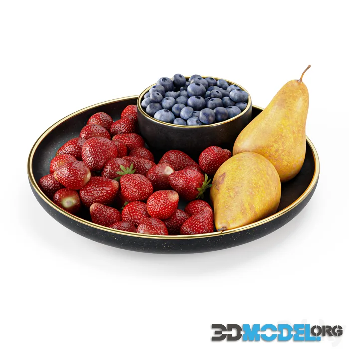 Plate with berries and pears