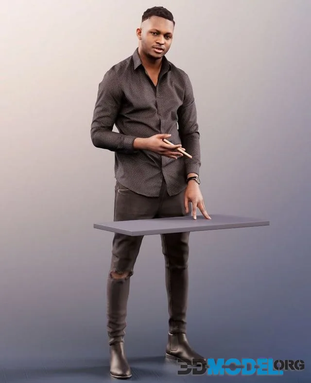 Presenting Standing Office Man Black African (PBR)