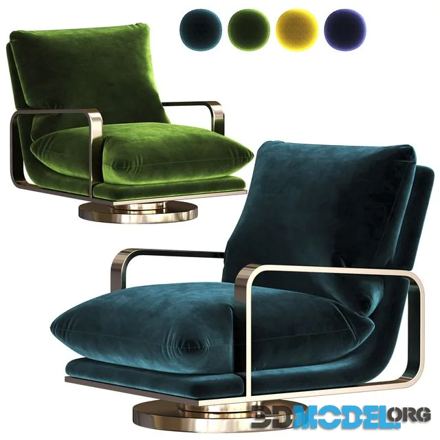 Rare Milo Baughman Brass Base Swivel Lounge Chairs Pair