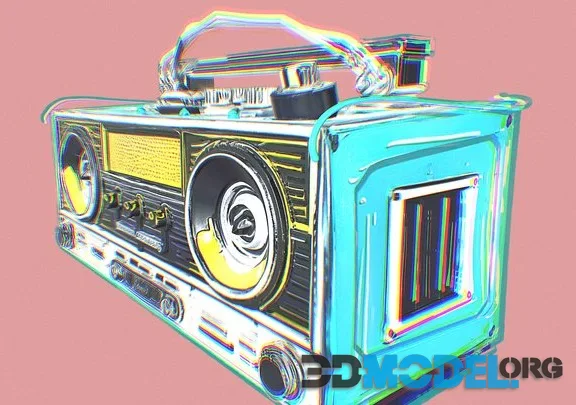 Retro Boombox Stylized Ghetto Blaster (PBR)