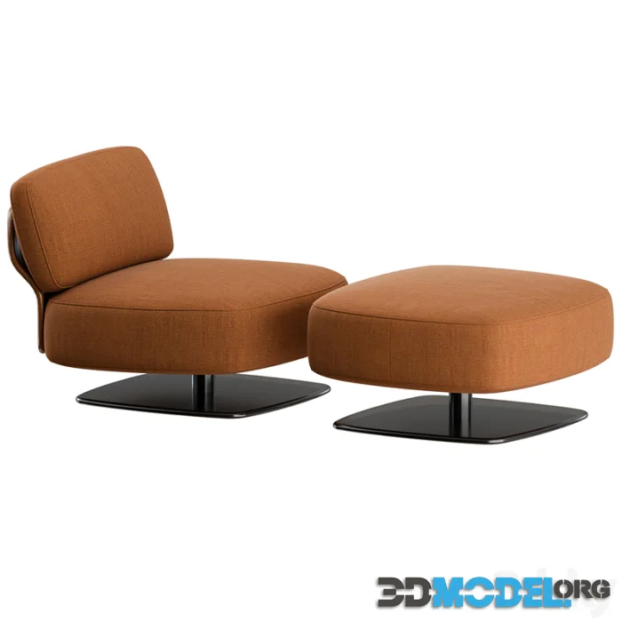 Saki Armchair and Footstool by Minotti