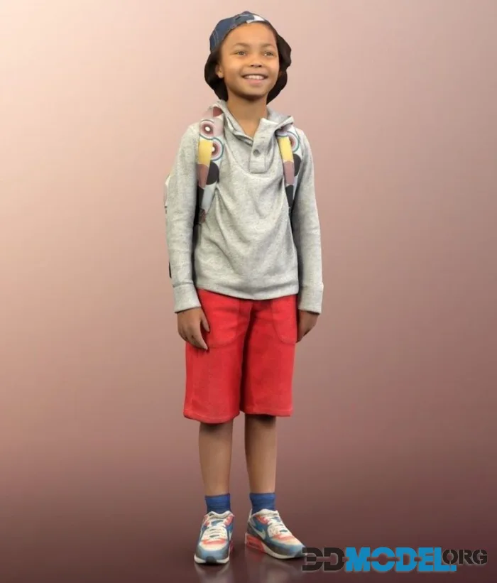School Kid with Backpack (PBR)