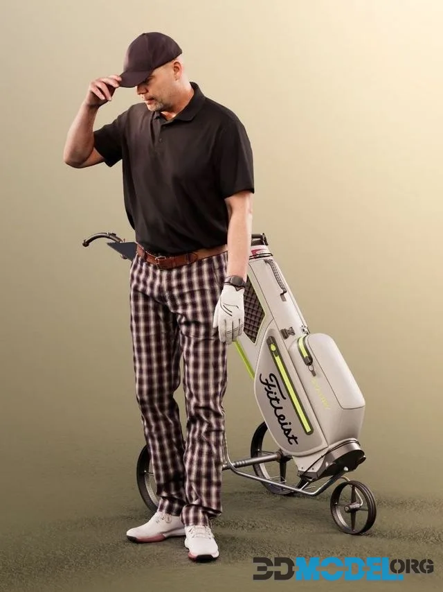 Senior Golf Player Golfer Caddy Cart (PBR)