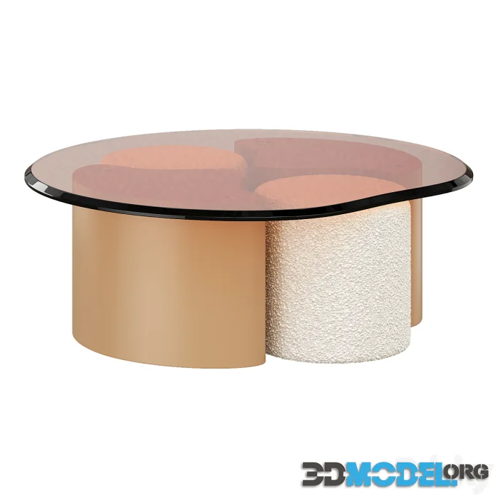 Set of a coffee table and two poufs Poglio
