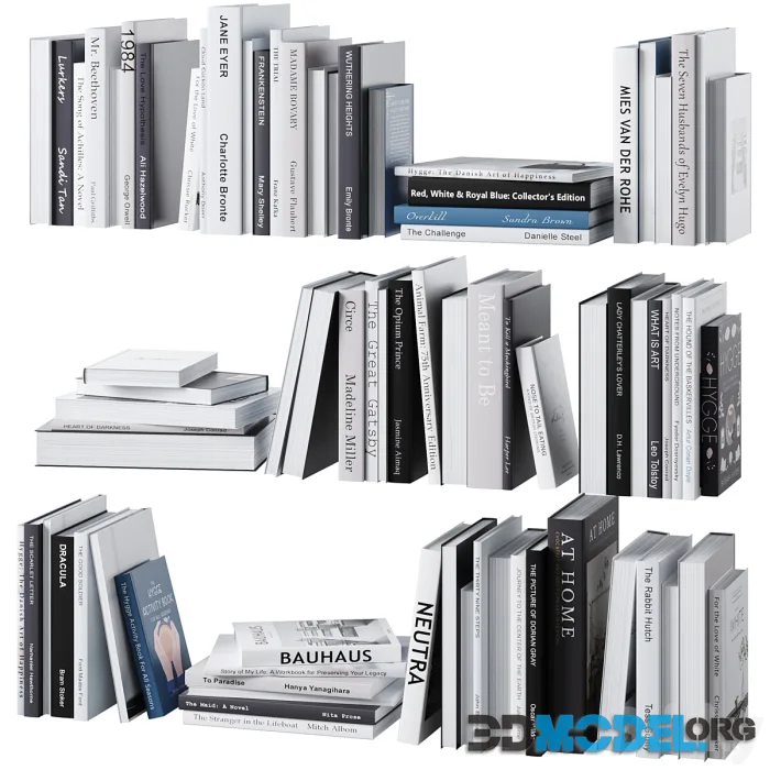 Set of books in gray tones