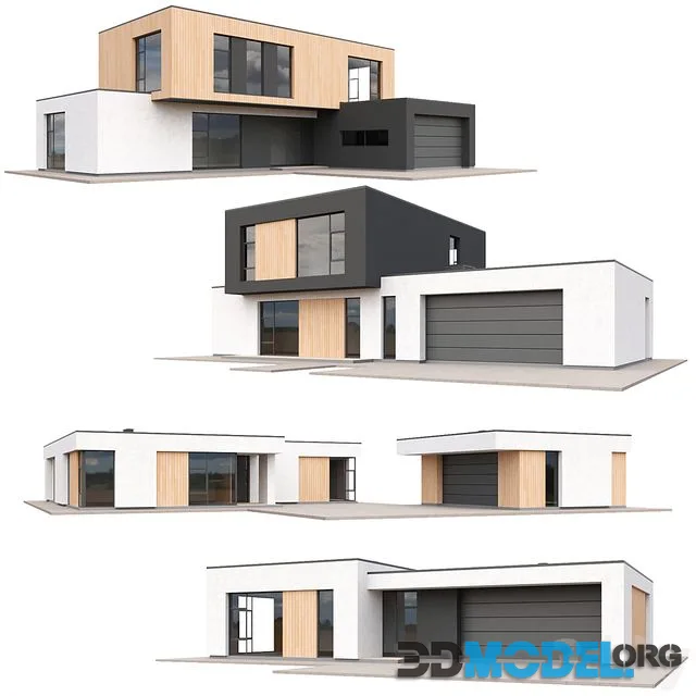 Set of low poly houses 01