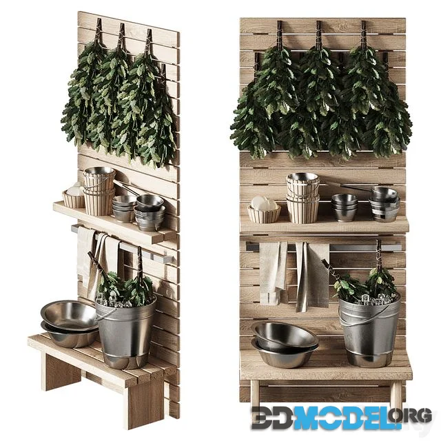 Set with oak brooms for baths and saunas