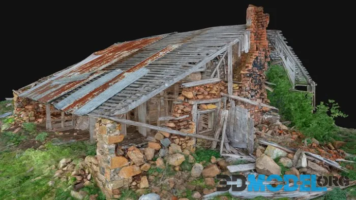 Settler's Cottage Ruin With Interior (PBR)