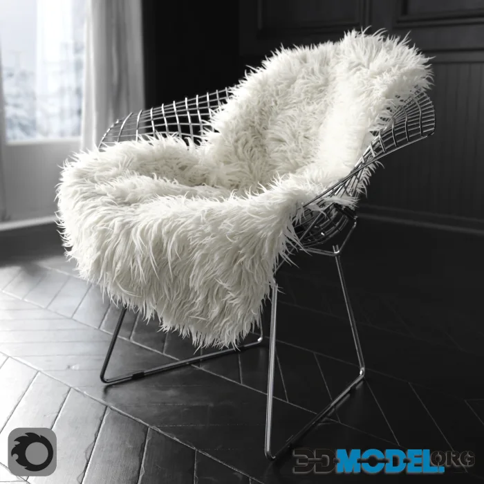 Sheepskin on Bertoia Diamond chair by Knoll