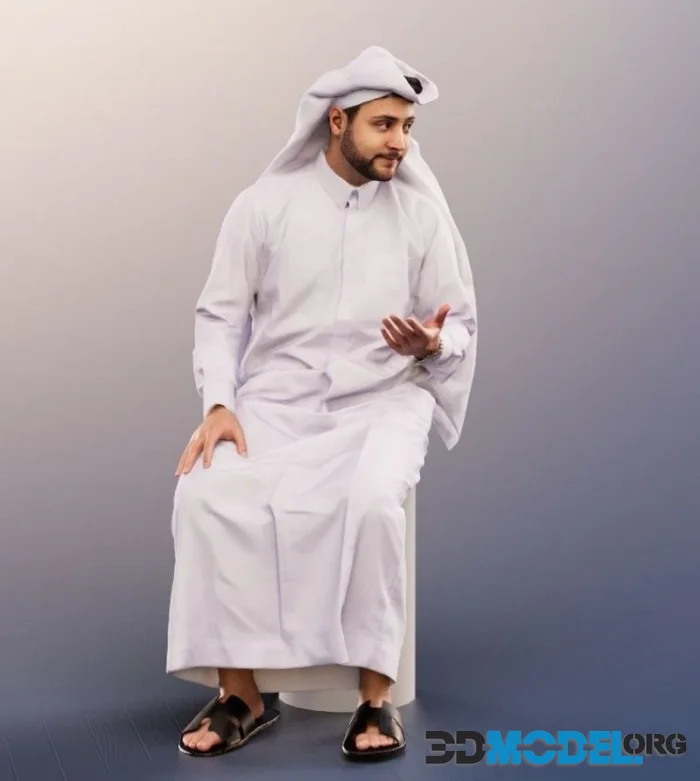 Sitting Traditional Arabic Man Talking (PBR)