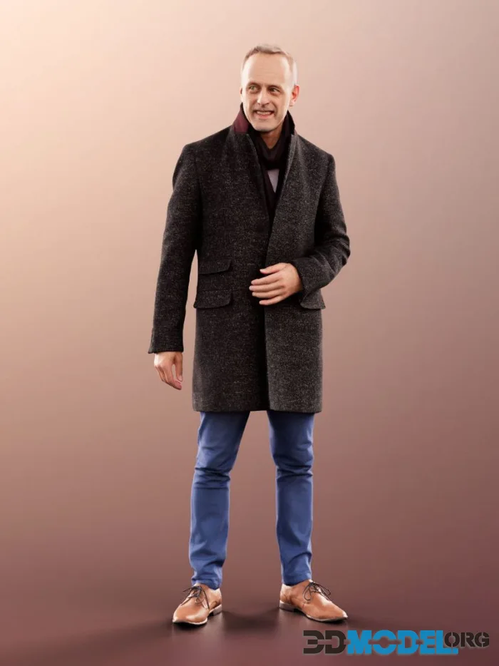 Smiling Man in Coat with Scarf (PBR)
