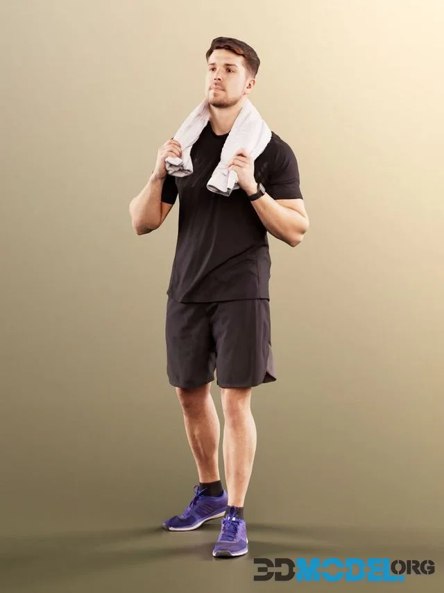 Sporty Man Training With Towel (PBR)