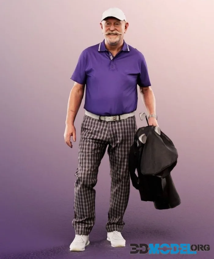 Standing Best Ager Man With Golfbag
