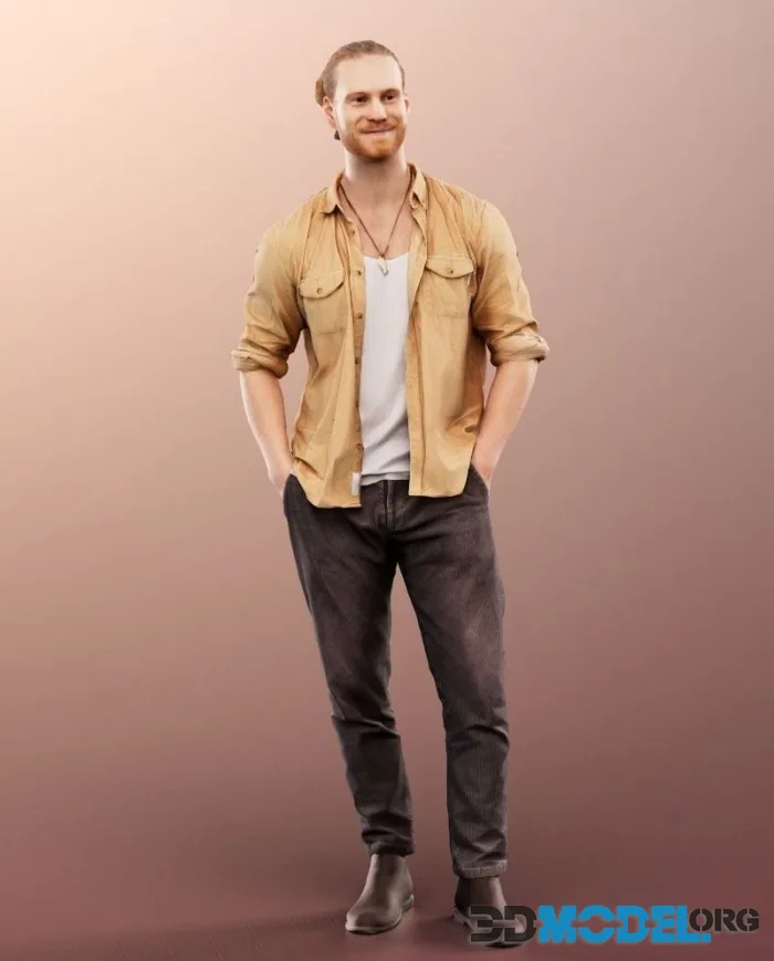 Standing Casual Man low-poly (PBR)