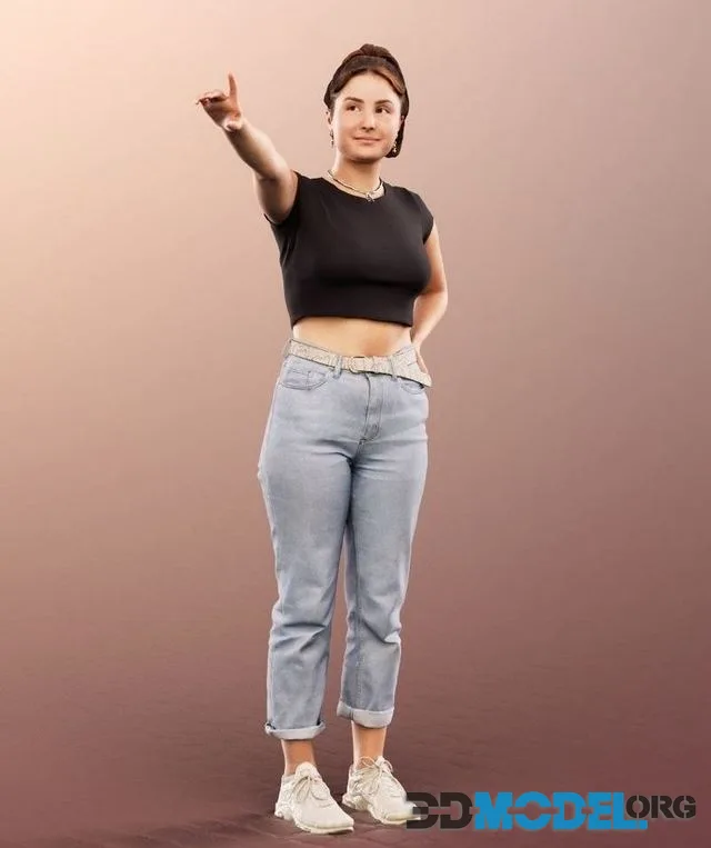 Standing Casual Woman Pointing (PBR)