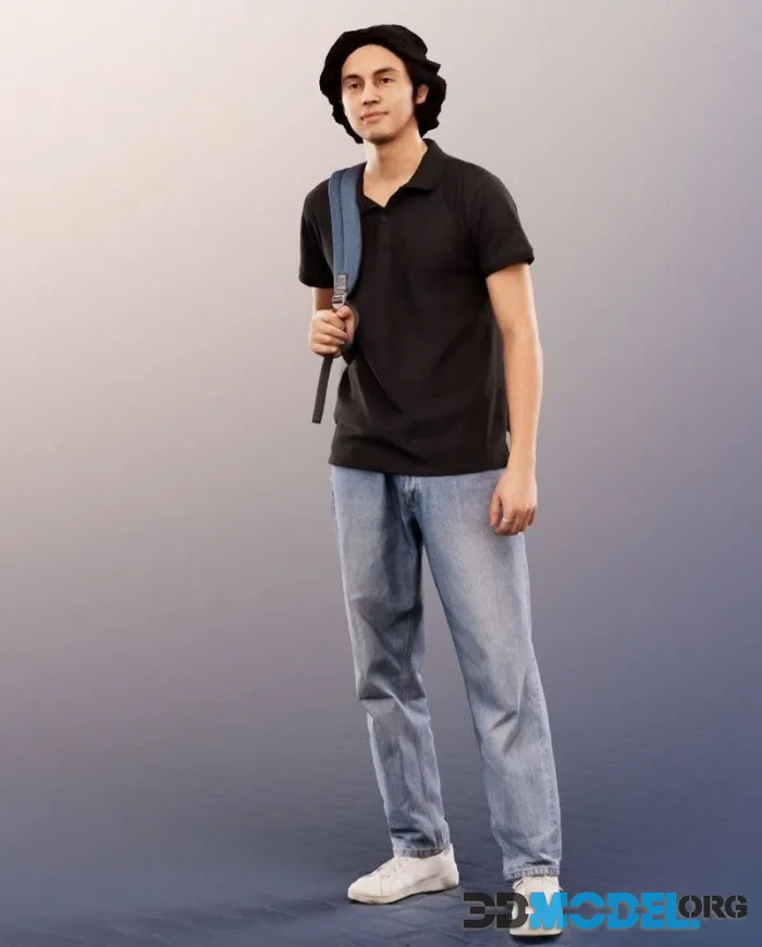 Standing Casual Young Man With Backpack (PBR)