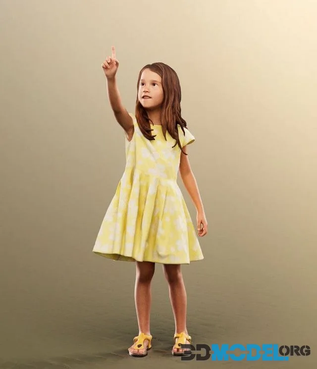 Standing Elegant Girl In Dress Pointing (PBR)