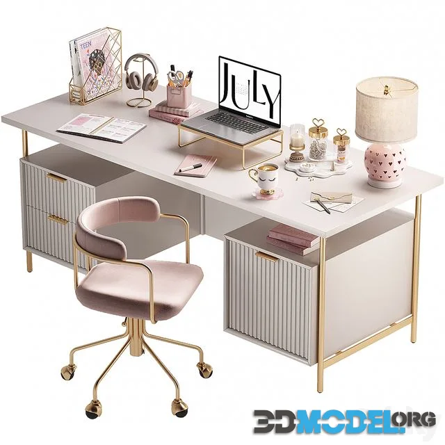Study Room Desk West Elm For Teenager and Kids_N03