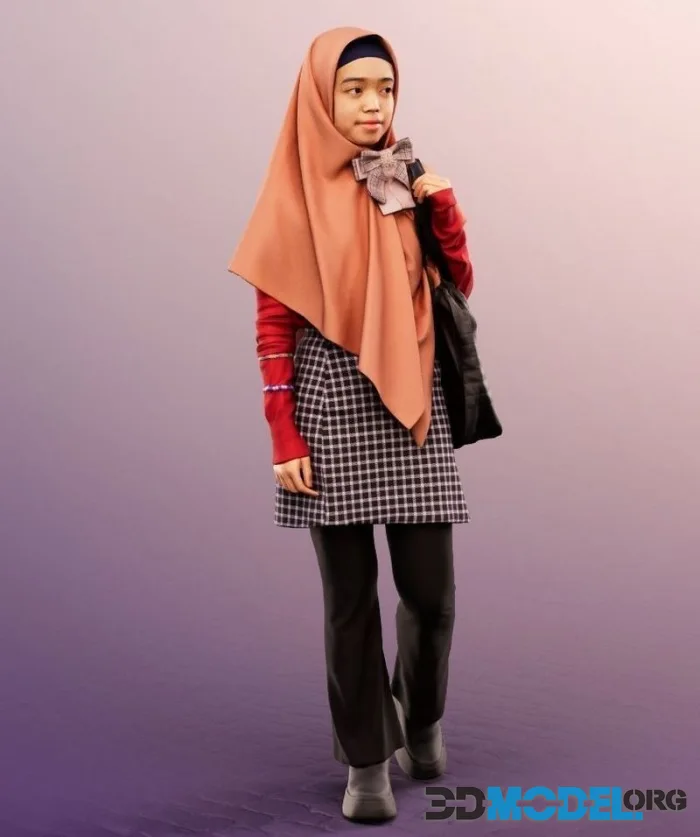Stylish Girl With Headscarf And Bag