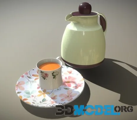 Tea Set 01 Low-poly