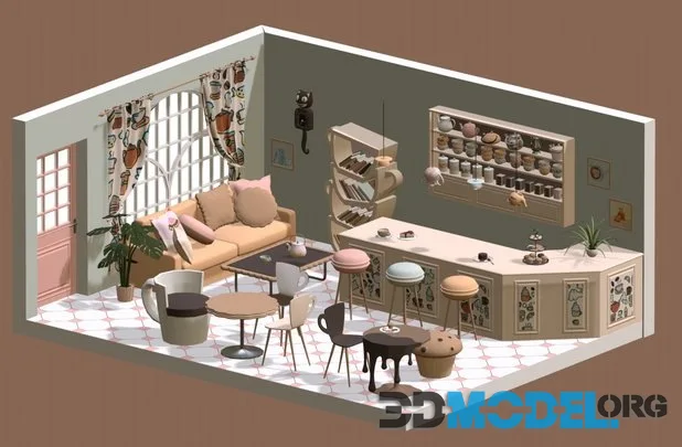 Teahouse Low-poly