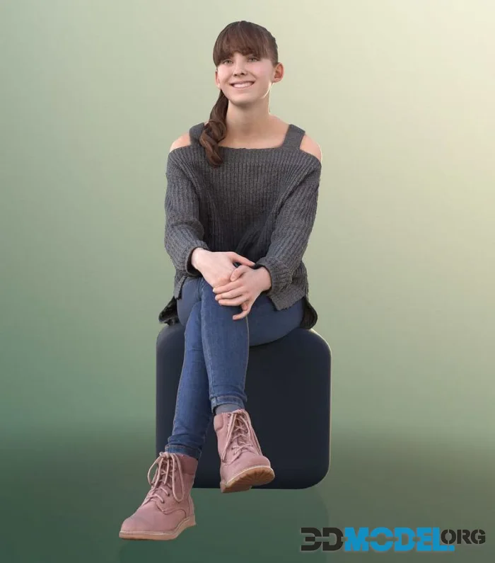 Teenage Girl Sitting And Laughing (PBR)