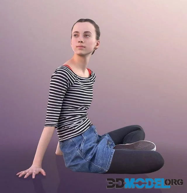 Teenager Girl Sitting On Ground (PBR)