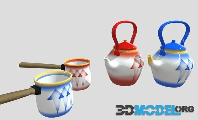 Traditional Arabic Chai And Coffee Pots (PBR)