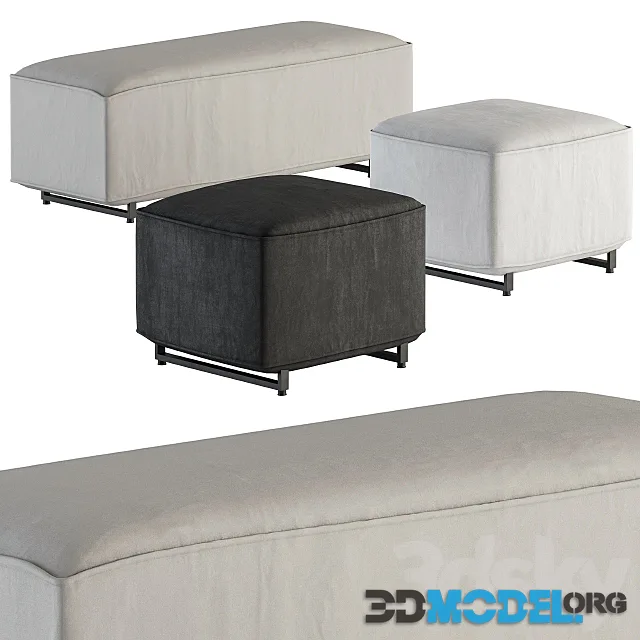 Two Type Bench Pouf Set 01