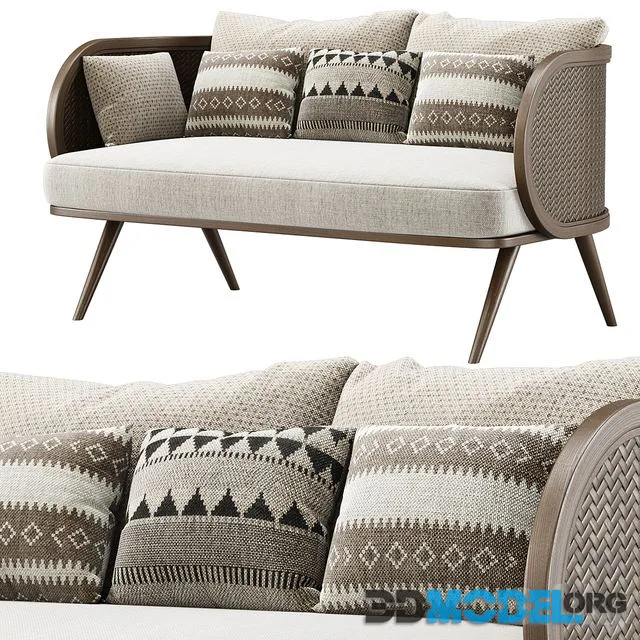 Victoria wooden rattan loveseat VA30  Double garden rattan sofa