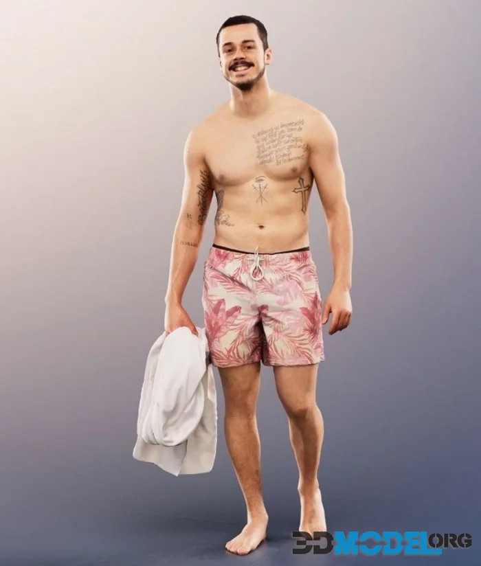 Walking Man In Swimming Trunks With Towel (PBR)
