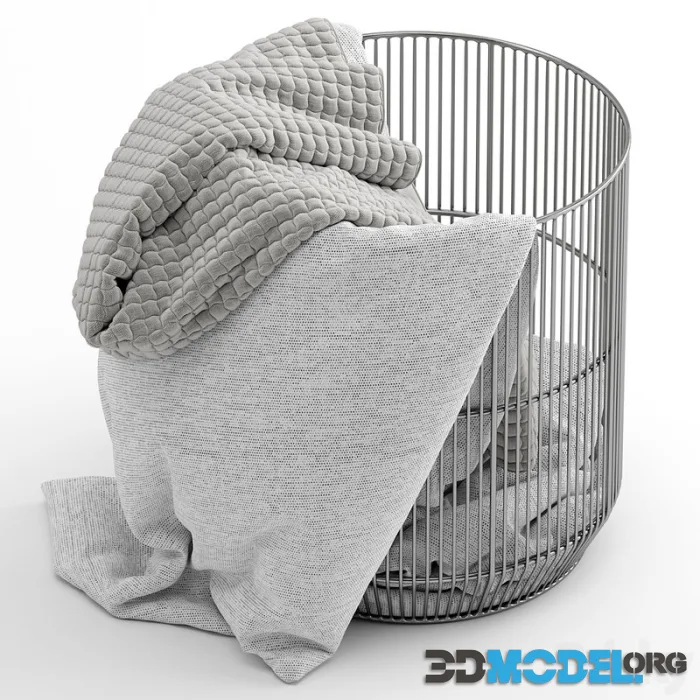 Westelm Metal basket with blanket