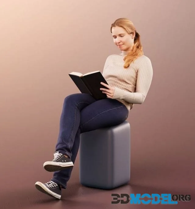 Woman casually sitting and reading (PBR)