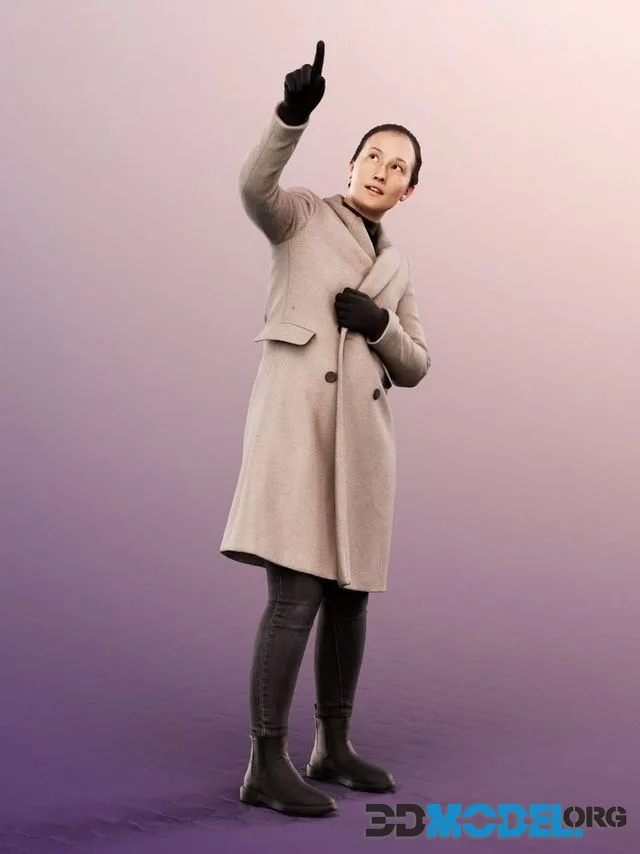 Woman In Winter Outfit Pointing (PBR)