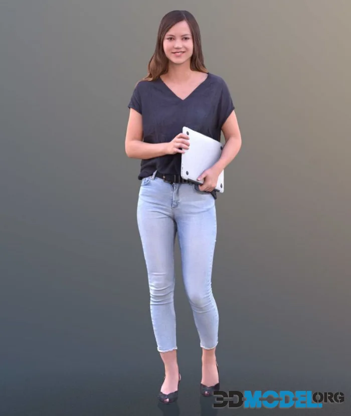 Woman Standing With Laptop