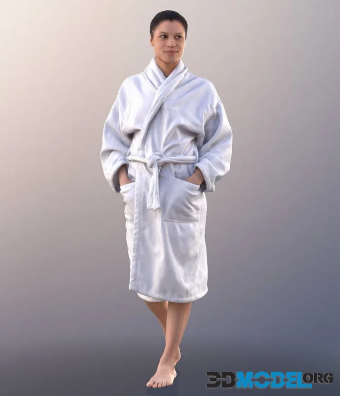Woman With Bathrobe Walking