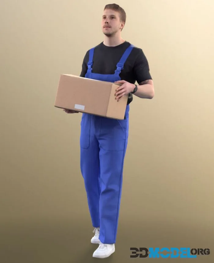 Worker Delivering Cardboard Box Goods (PBR)