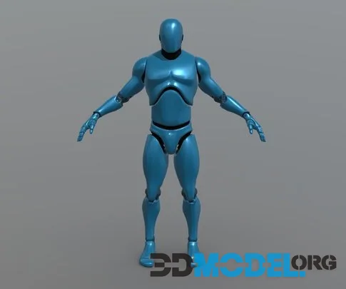 XY Blue Metal Manequin Costume RIG (A Pose) (PBR)