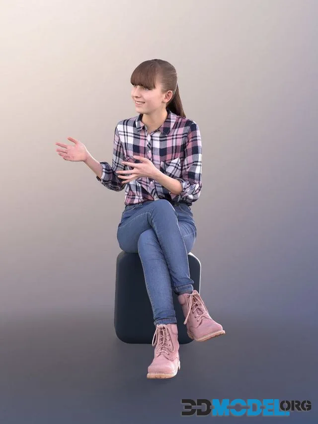 Young Casual Girl Sitting And Talking (PBR)