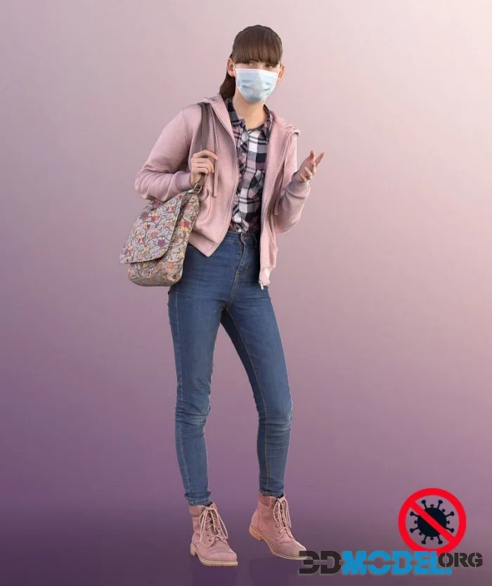 Young Teen Student Talking With Mask (PBR)
