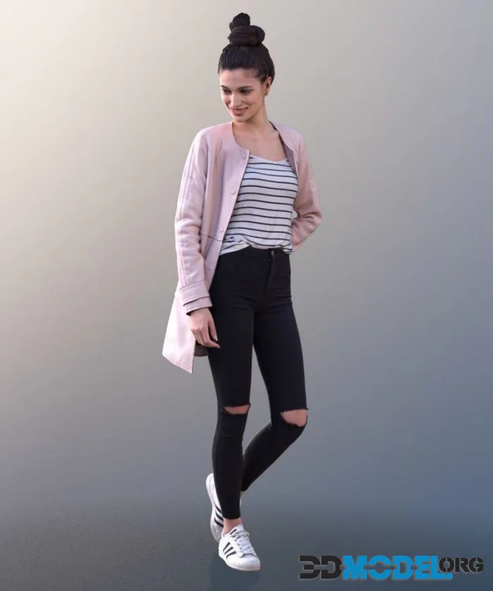 Young Woman Walking And Looking Around (PBR)