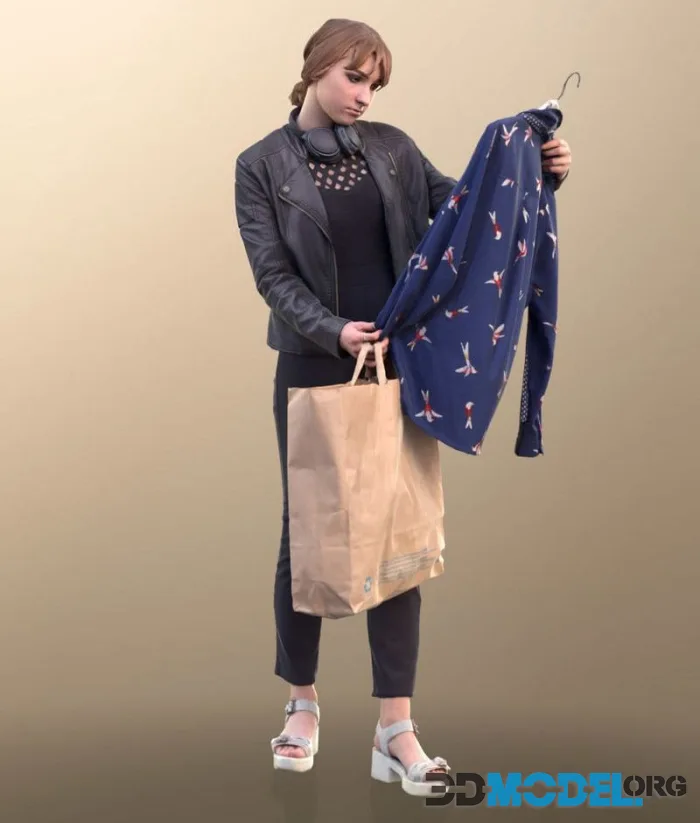 Young Woman With Headphones Shopping (PBR)