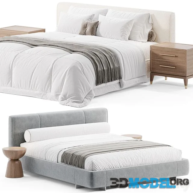 Yves bed by Minotti (with wooden table)