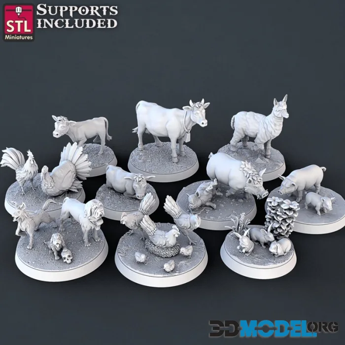 STL Miniatures - Farm Animals Set – Printable