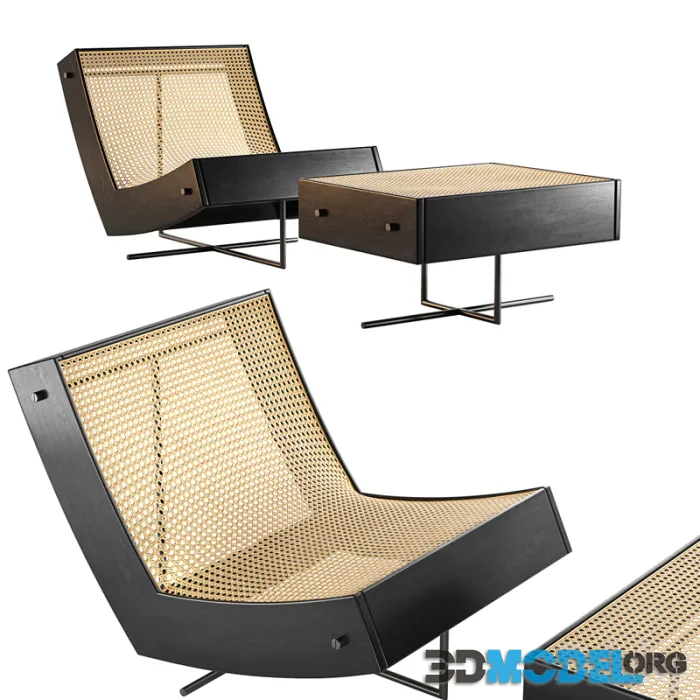 1stDibs Contemporary Benjamin Chair with Ottoman