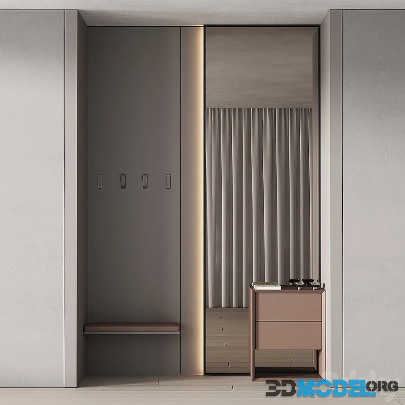 246 hallway zone 08 minimal hall with big stand mirror 01