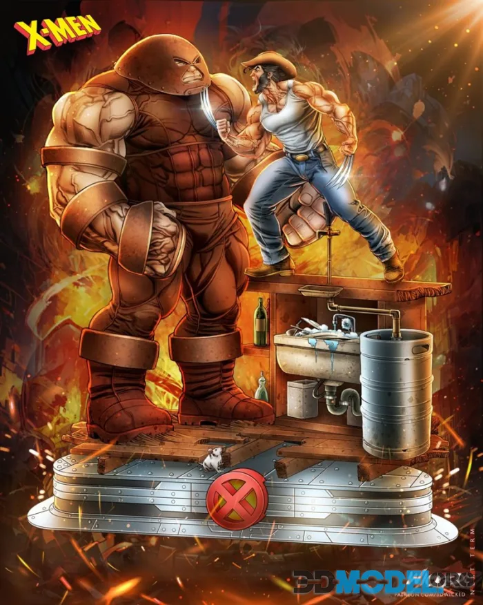 Wicked - Logan VS Juggernaut Comic Diorama – Printable